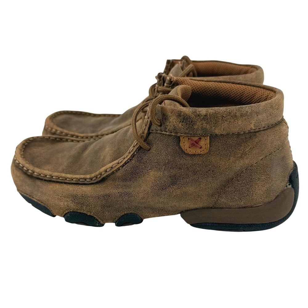 Twisted X Womens Original Distressed Brown Leather Driving Moc Chukka Boots 6M